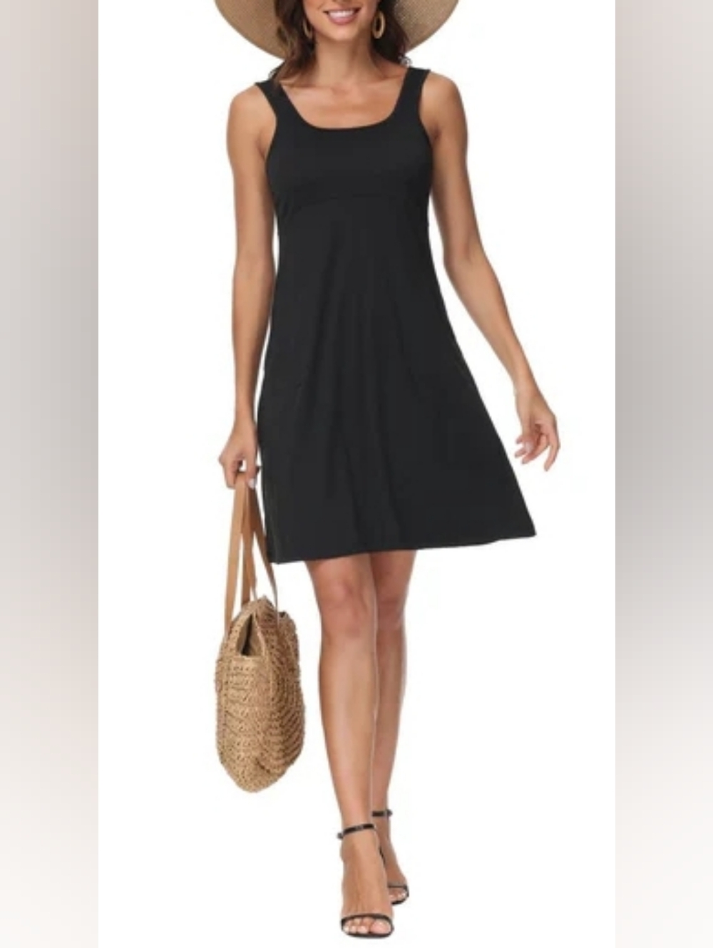 Black Scoop Neck Sleeveless Tank Dress UPF 50+ Women's Size 3XL